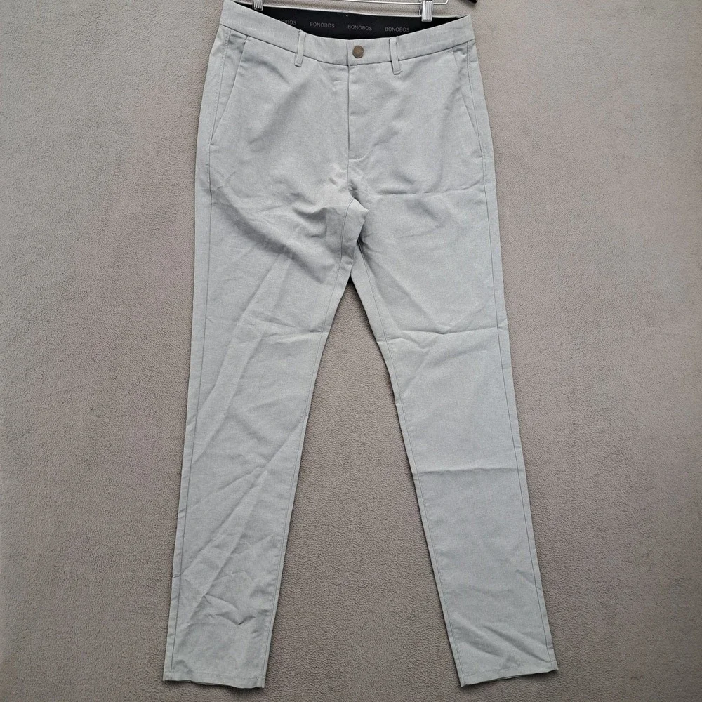 BONOBOS Golf Pants Mens 32x34 Slim Fit Flat Front Light Gray Performance Stretch